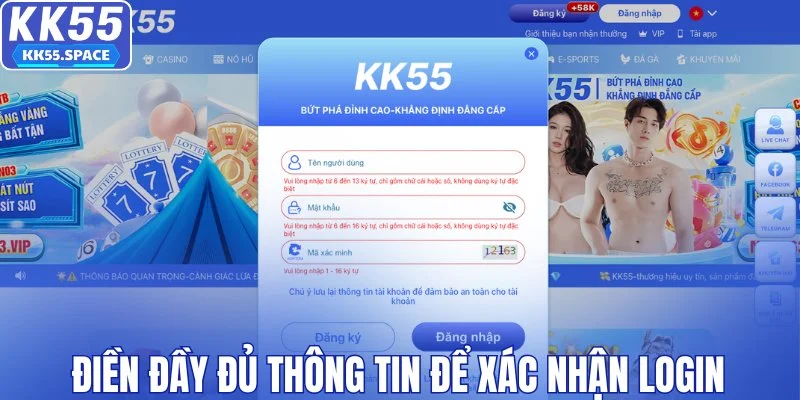 Điền đầy đủ thông tin để xác nhận login